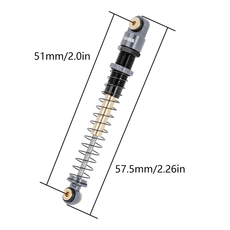 INJORA 51mm Aluminum Long Travel Threaded Double Barrel Shocks for Axial AX24 15 INJORA 51mm Aluminum Long Travel Threaded Double Barrel Shocks for Axial AX24