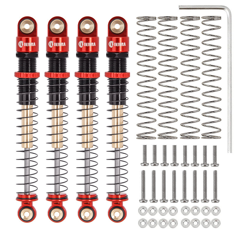 INJORA 51mm Aluminum Long Travel Threaded Double Barrel Shocks for Axial AX24