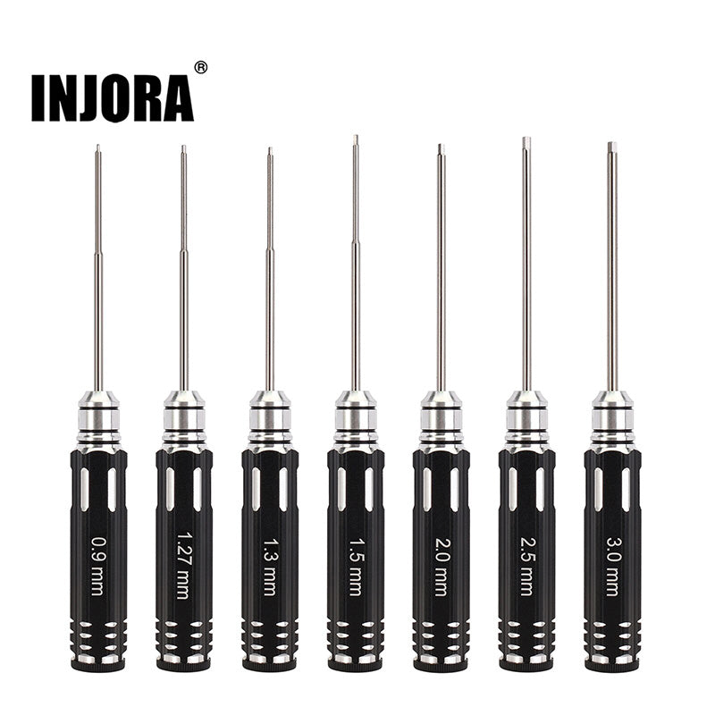 INJORA 7PCS 0.9 1.27 1.3 1.5 2.0 2.5 3.0mm HSS Steel Hex Screwdriver RC Tool Kit