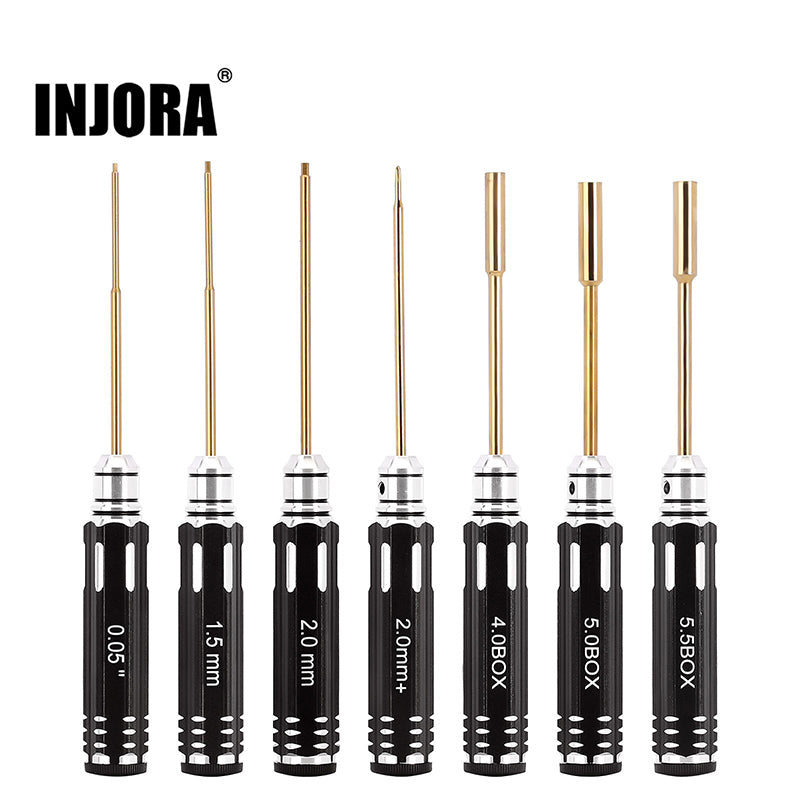INJORA 7PCS Hex Screwdrivers Thin Walled Nut Drivers RC Tools Kit for 1/18 1/24 RC Crawlers