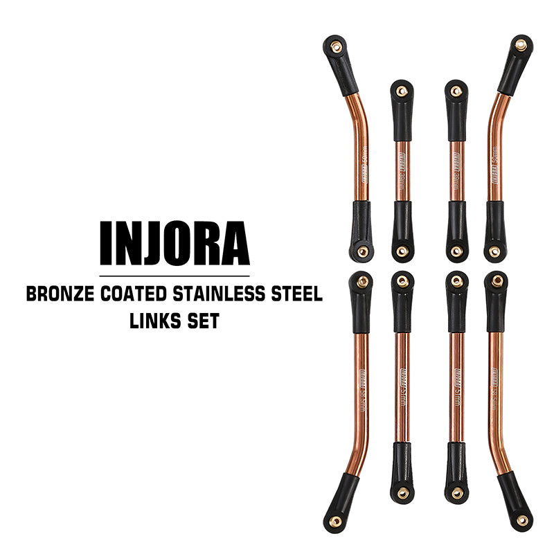 INJORA 8PCS Stainless Steel High Clearance 4 Links Set for SCX24 C10 JLU Bronco Base Camp 15 INJORA 8PCS Stainless Steel High Clearance 4 Links Set for SCX24 C10 JLU Bronco Base Camp