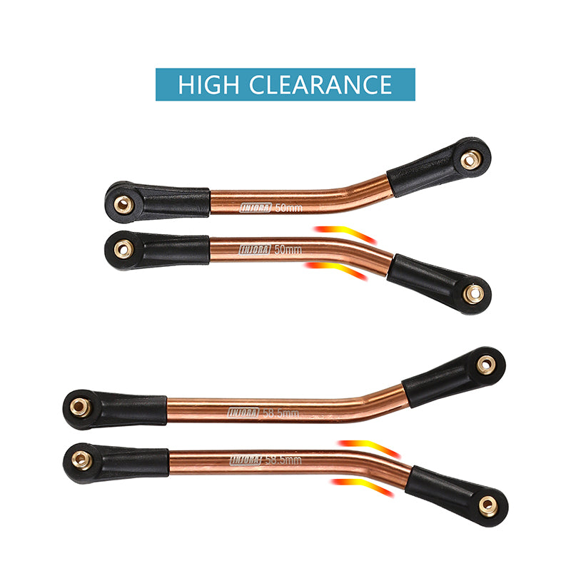 INJORA 8PCS Stainless Steel High Clearance 4 Links Set for SCX24 C10 JLU Bronco Base Camp 17 INJORA 8PCS Stainless Steel High Clearance 4 Links Set for SCX24 C10 JLU Bronco Base Camp