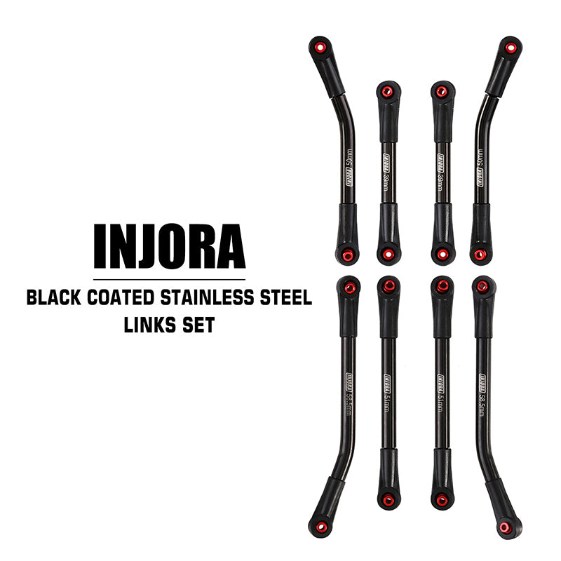 INJORA 8PCS Stainless Steel High Clearance 4 Links Set for SCX24 C10 JLU Bronco Base Camp 5 INJORA 8PCS Stainless Steel High Clearance 4 Links Set for SCX24 C10 JLU Bronco Base Camp