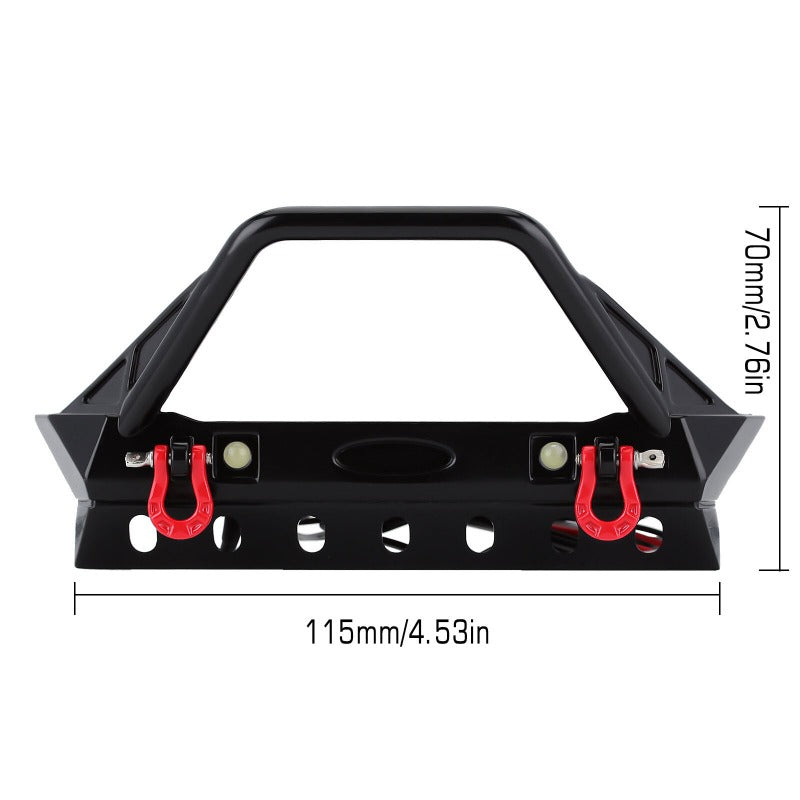 INJORA Black Metal Front Bumper with Lights for SCX10 II SCX10 III TRX4 11 INJORA Black Metal Front Bumper with Lights for SCX10 II SCX10 III TRX4