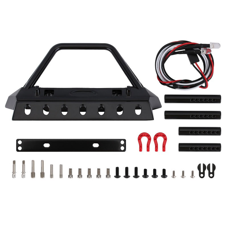 INJORA Black Metal Front Bumper with Lights for SCX10 II SCX10 III TRX4 12 INJORA Black Metal Front Bumper with Lights for SCX10 II SCX10 III TRX4