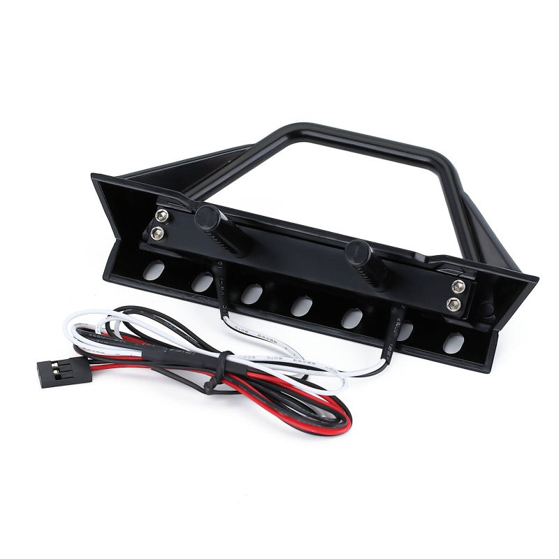 INJORA Black Metal Front Bumper with Lights for SCX10 II SCX10 III TRX4 14 INJORA Black Metal Front Bumper with Lights for SCX10 II SCX10 III TRX4