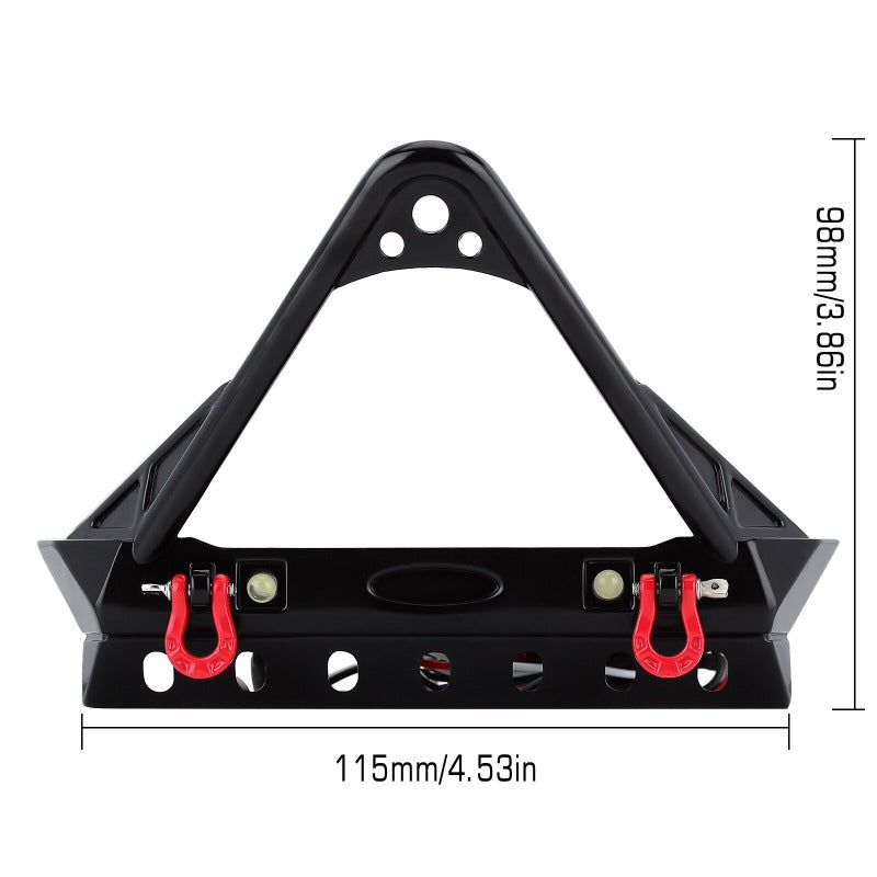 INJORA Black Metal Front Bumper with Lights for SCX10 II SCX10 III TRX4 4 INJORA Black Metal Front Bumper with Lights for SCX10 II SCX10 III TRX4