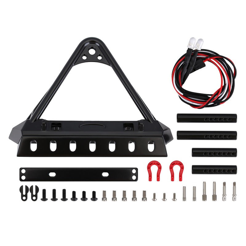 INJORA Black Metal Front Bumper with Lights for SCX10 II SCX10 III TRX4 5 INJORA Black Metal Front Bumper with Lights for SCX10 II SCX10 III TRX4