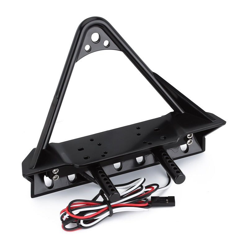 INJORA Black Metal Front Bumper with Lights for SCX10 II SCX10 III TRX4 6 INJORA Black Metal Front Bumper with Lights for SCX10 II SCX10 III TRX4