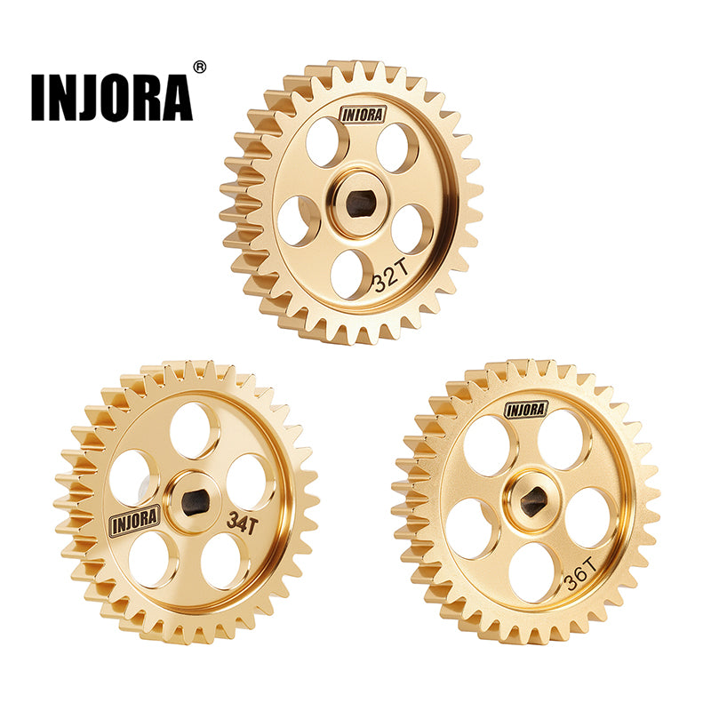 INJORA Brass Transmission Main Gear with Plastic Motor Pinion for Losi Micro-B Micro-T