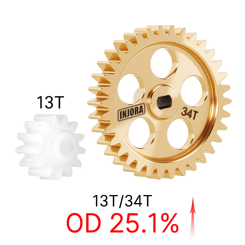 INJORA Brass Transmission Main Gear with Plastic Motor Pinion for Losi Micro-B Micro-T 14 INJORA Brass Transmission Main Gear with Plastic Motor Pinion for Losi Micro-B Micro-T