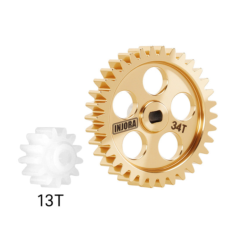 INJORA Brass Transmission Main Gear with Plastic Motor Pinion for Losi Micro-B Micro-T 15 INJORA Brass Transmission Main Gear with Plastic Motor Pinion for Losi Micro-B Micro-T