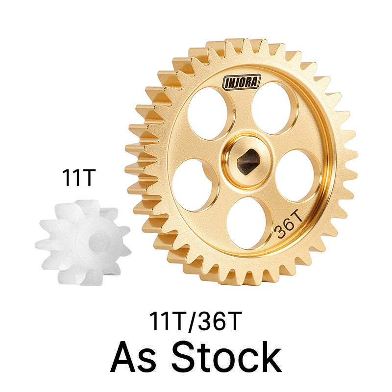 INJORA Brass Transmission Main Gear with Plastic Motor Pinion for Losi Micro-B Micro-T 3 INJORA Brass Transmission Main Gear with Plastic Motor Pinion for Losi Micro-B Micro-T