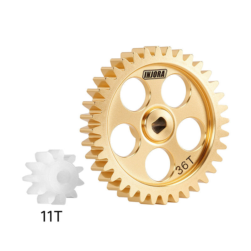 INJORA Brass Transmission Main Gear with Plastic Motor Pinion for Losi Micro-B Micro-T 4 INJORA Brass Transmission Main Gear with Plastic Motor Pinion for Losi Micro-B Micro-T