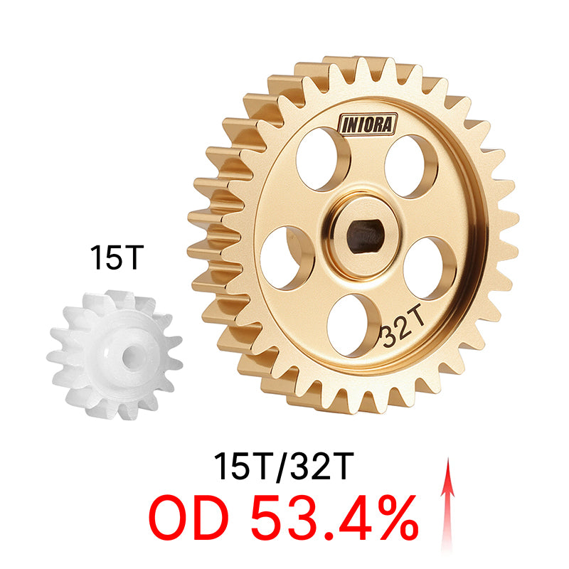 INJORA Brass Transmission Main Gear with Plastic Motor Pinion for Losi Micro-B Micro-T 9 INJORA Brass Transmission Main Gear with Plastic Motor Pinion for Losi Micro-B Micro-T
