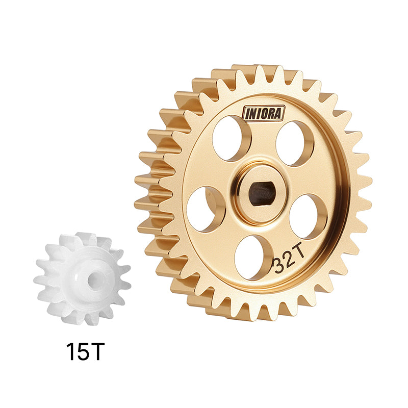 INJORA Brass Transmission Main Gear with Plastic Motor Pinion for Losi Micro-B Micro-T 10 INJORA Brass Transmission Main Gear with Plastic Motor Pinion for Losi Micro-B Micro-T
