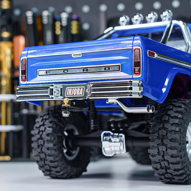 INJORA CNC Aluminum Front Rear Bumper with Dual Exhaust for 1/18 TRX4M High Trail F150 20 INJORA CNC Aluminum Front Rear Bumper with Dual Exhaust for 1/18 TRX4M High Trail F150