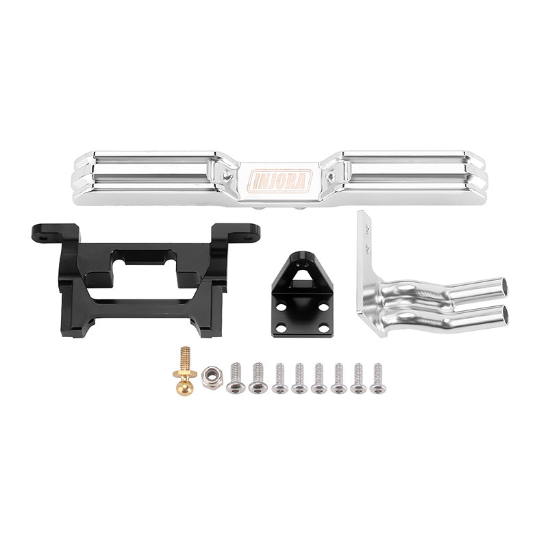 INJORA CNC Aluminum Front Rear Bumper with Dual Exhaust for 1/18 TRX4M High Trail F150 5 INJORA CNC Aluminum Front Rear Bumper with Dual Exhaust for 1/18 TRX4M High Trail F150