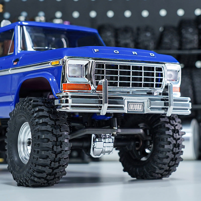 INJORA CNC Aluminum Front Rear Bumper with Dual Exhaust for 1/18 TRX4M High Trail F150 10 INJORA CNC Aluminum Front Rear Bumper with Dual Exhaust for 1/18 TRX4M High Trail F150