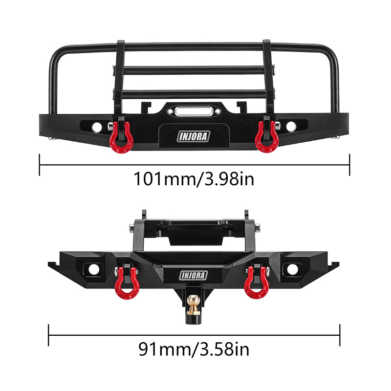 INJORA CNC Aluminum Front Rear Bumper with Lights for 1/18 TRX4M Defender (4M-88) 4 INJORA CNC Aluminum Front Rear Bumper with Lights for 1/18 TRX4M Defender (4M-88)