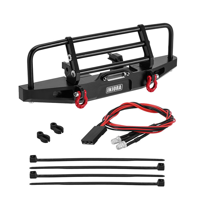 INJORA CNC Aluminum Front Rear Bumper with Lights for 1/18 TRX4M Defender (4M-88) 7 INJORA CNC Aluminum Front Rear Bumper with Lights for 1/18 TRX4M Defender (4M-88)