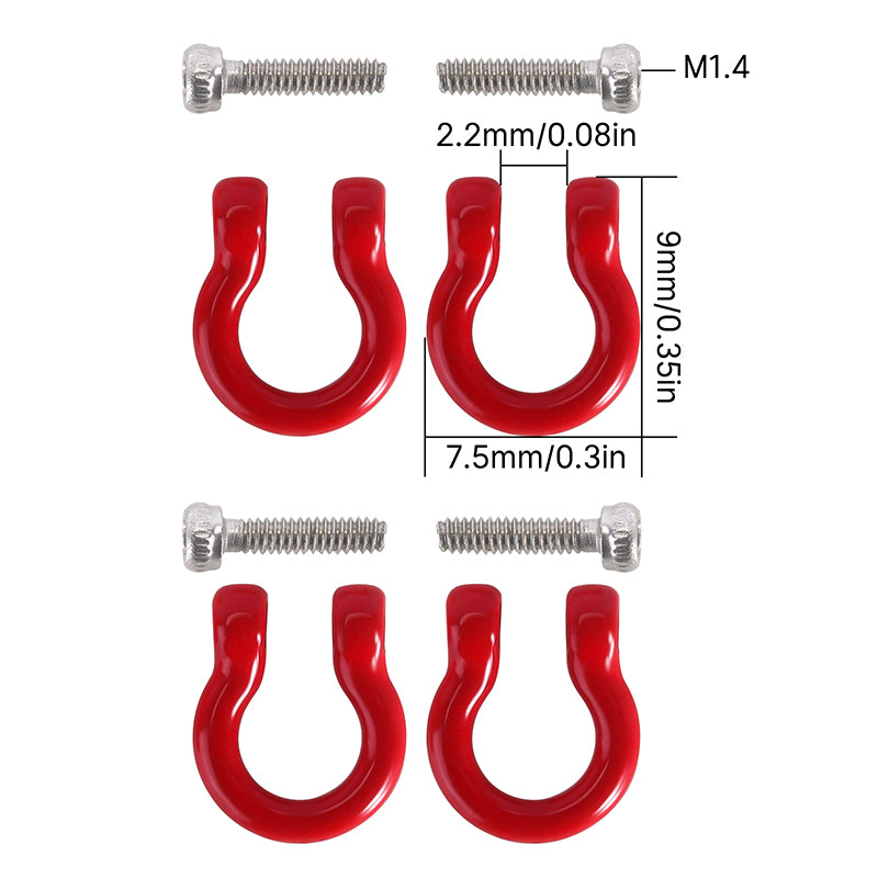 INJORA D Rings Tow Hooks with M1.4 Screws for FCX18 LC80 TRX4M Defender 3 INJORA D Rings Tow Hooks with M1.4 Screws for FCX18 LC80 TRX4M Defender