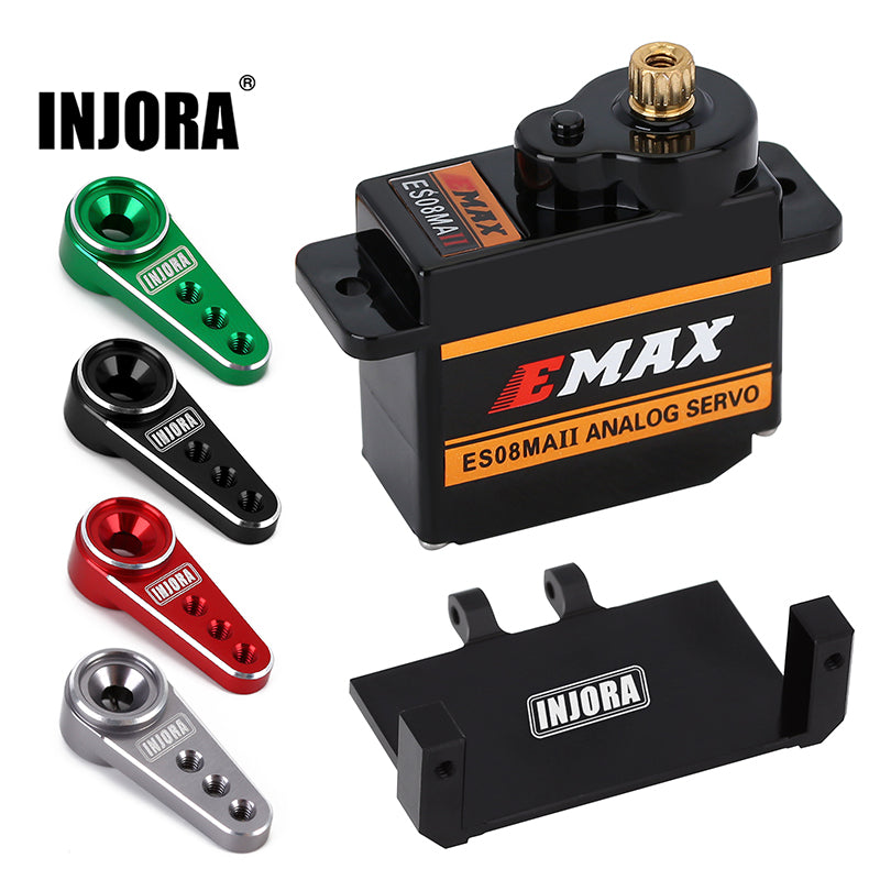 INJORA EMax ES08MA II 12g Analog Metal Gear Servo with Mount & Arm for Axial SCX24 AX24