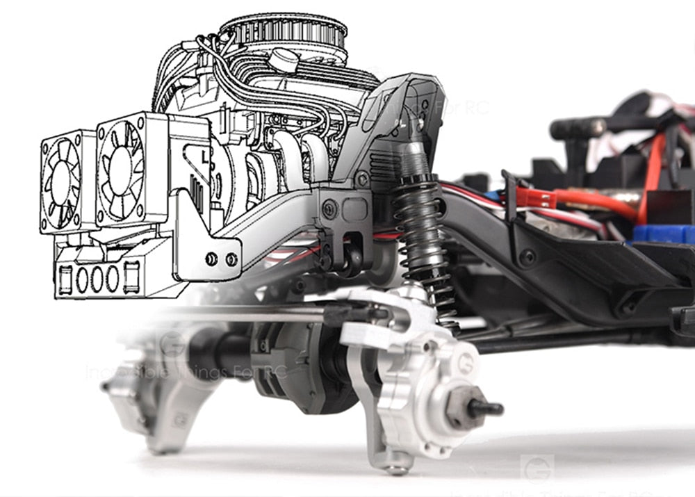 INJORA F82 V8 Simulate Engine Motor Cooling Fans Radiator for 1/10 RC Crawler 26 INJORA F82 V8 Simulate Engine Motor Cooling Fans Radiator for 1/10 RC Crawler