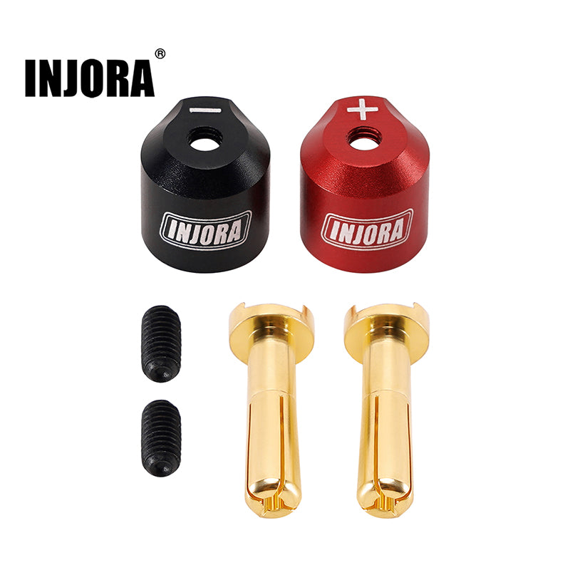 INJORA Heatsink Bullet Plug Connectors Grips with 4mm 5mm Bullets (Black, Red)