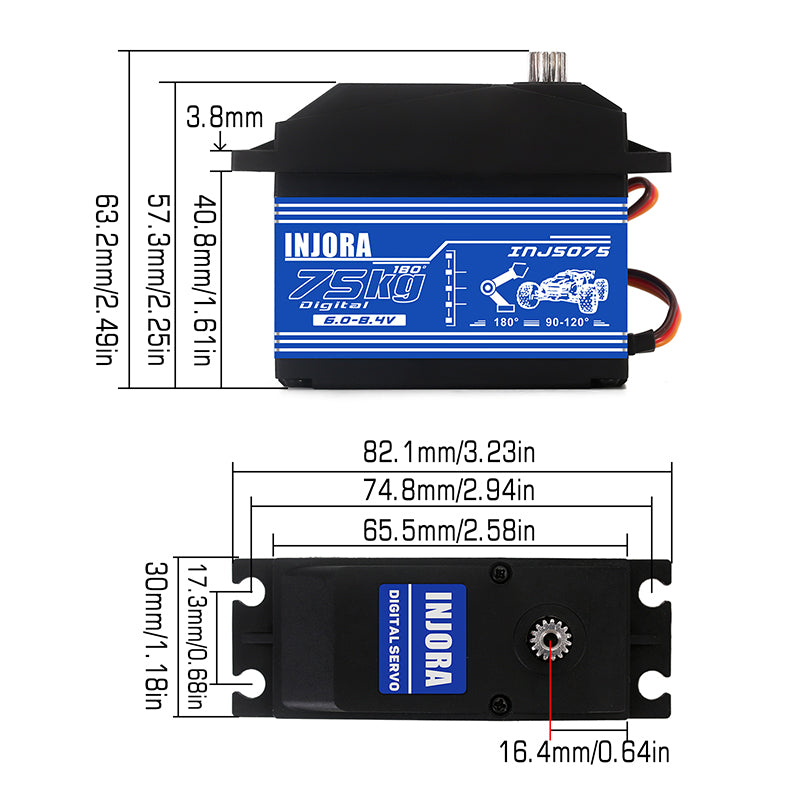 INJORA INJS075 75KG Super Torque Digital Servo for 1/5 RC Car BAJA RC Truck Parts 4 INJORA INJS075 75KG Super Torque Digital Servo for 1/5 RC Car BAJA RC Truck Parts