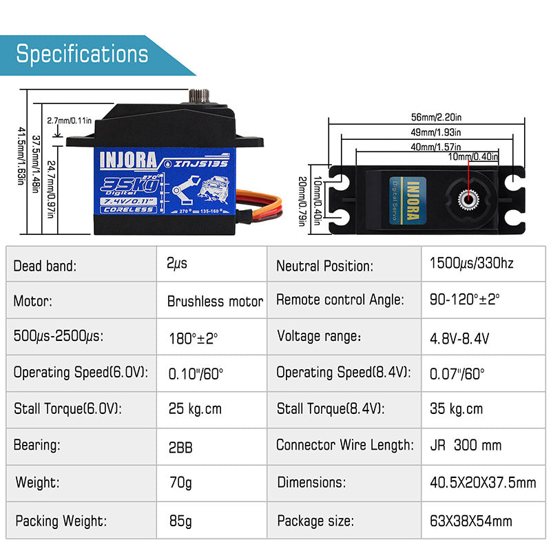 INJORA INJS235 35KG Waterproof Brushless Servo Large Torque Digital Servo 4 INJORA INJS235 35KG Waterproof Brushless Servo Large Torque Digital Servo