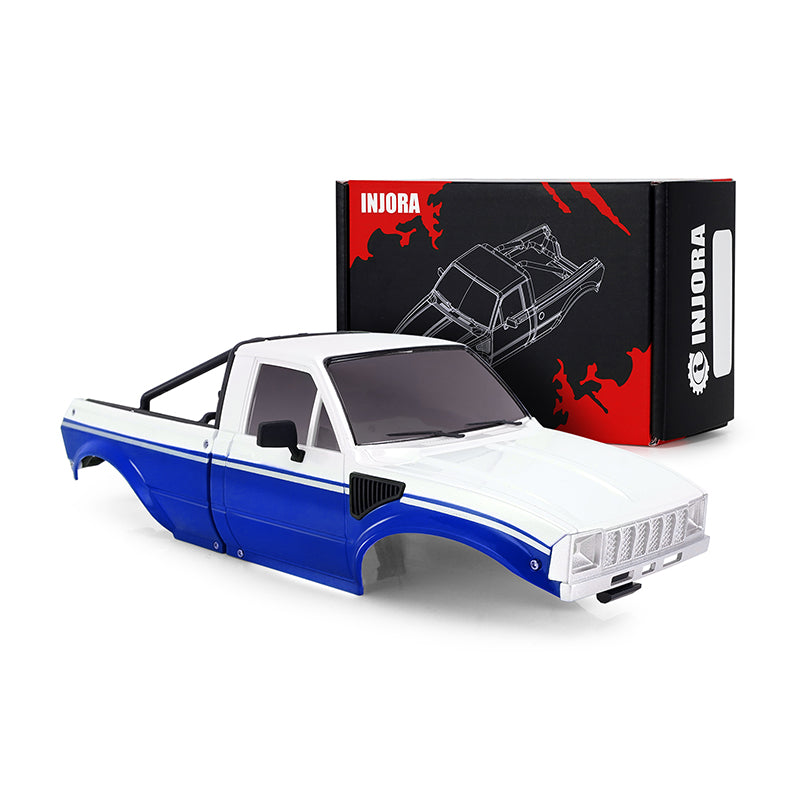 INJORA IR60 Pickup Hard Body with Bed Rack for 1/18 TRX4M Defender Bronco 52 Blue White