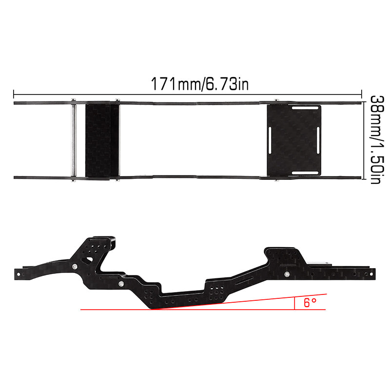 INJORA LCG Carbon Fiber Chassis Kit for 1/24 SCX24 5 INJORA LCG Carbon Fiber Chassis Kit for 1/24 SCX24