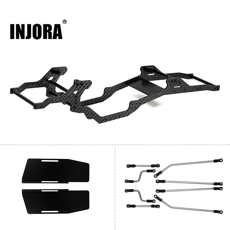 INJORA LCG Carbon Fiber Chassis Kit Frame Girder for 1/10 Axial SCX10 & SCX10 II