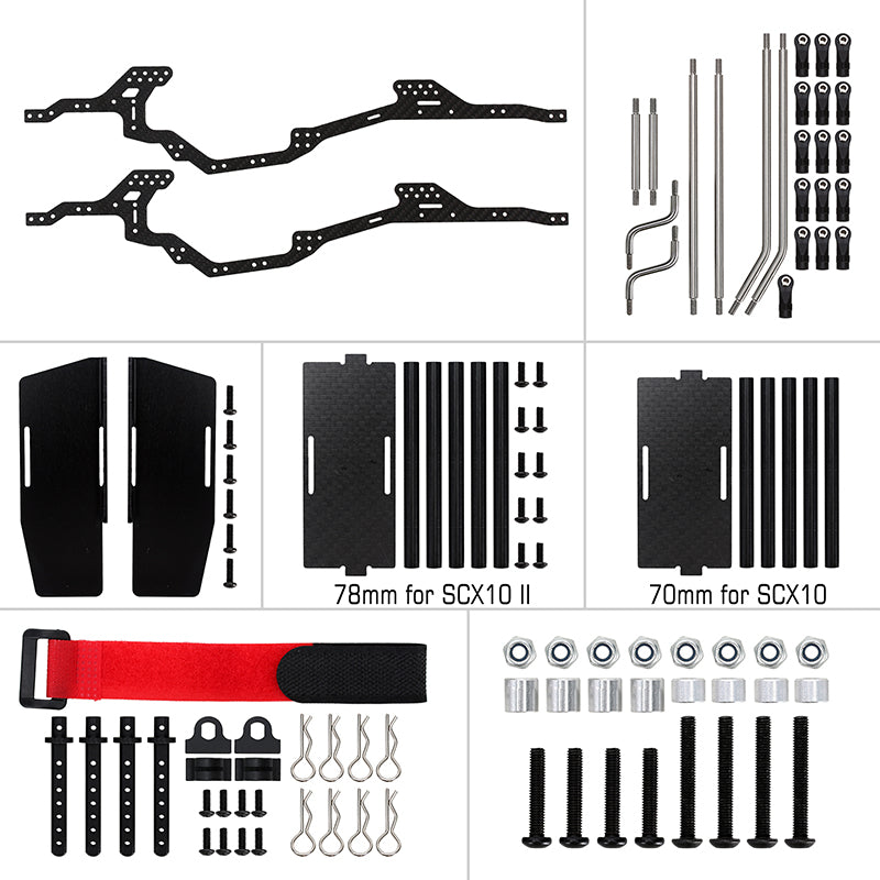 INJORA LCG Carbon Fiber Chassis Kit Frame Girder for 1/10 Axial SCX10 & SCX10 II 3 INJORA LCG Carbon Fiber Chassis Kit Frame Girder for 1/10 Axial SCX10 & SCX10 II