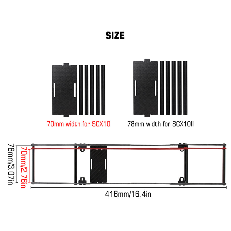 INJORA LCG Carbon Fiber Chassis Kit Frame Girder for 1/10 Axial SCX10 & SCX10 II 6 INJORA LCG Carbon Fiber Chassis Kit Frame Girder for 1/10 Axial SCX10 & SCX10 II