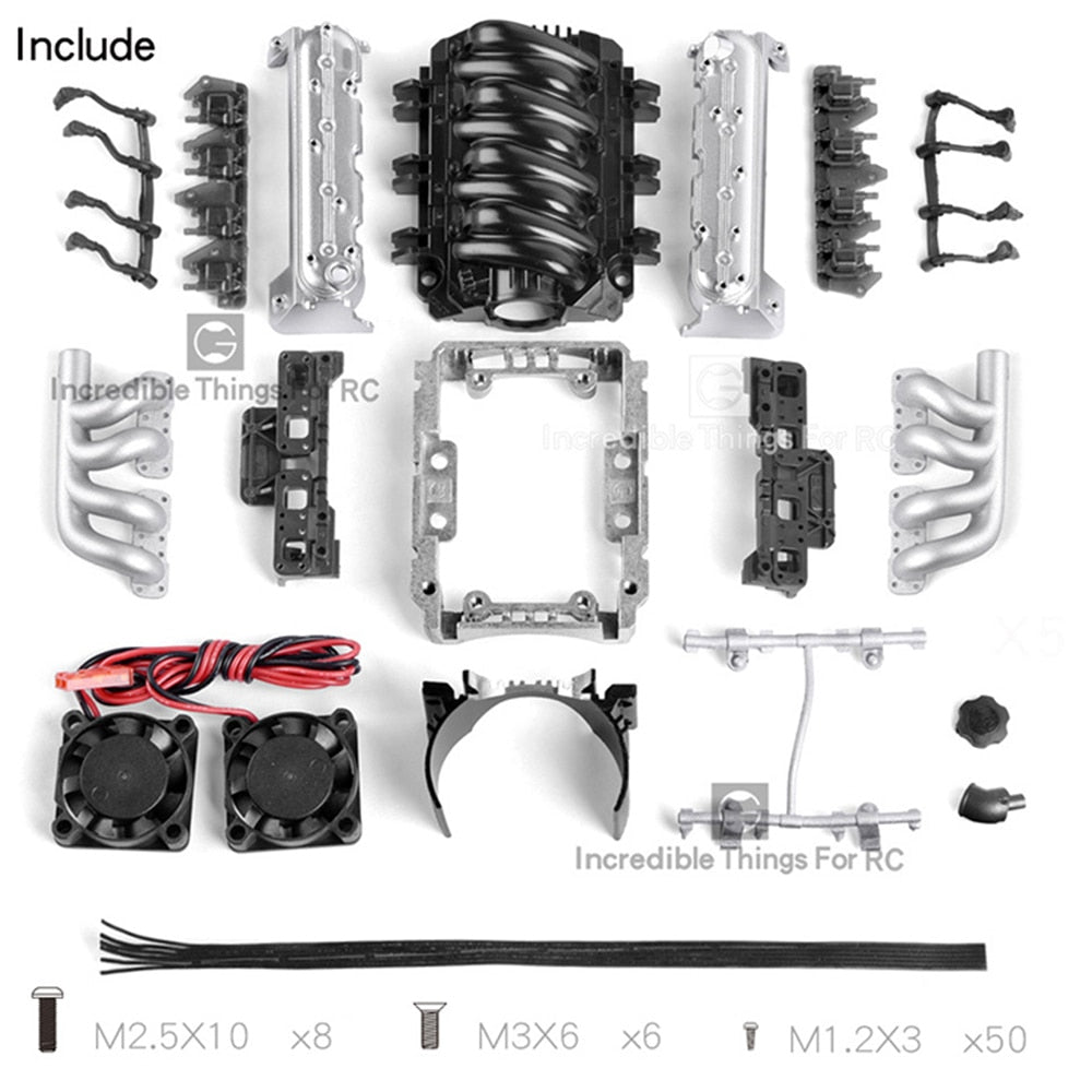 INJORA LS7 V8 Simulate Engine Motor Cooling Fans Radiator Kit for 1/10 RC Crawler 3 INJORA LS7 V8 Simulate Engine Motor Cooling Fans Radiator Kit for 1/10 RC Crawler