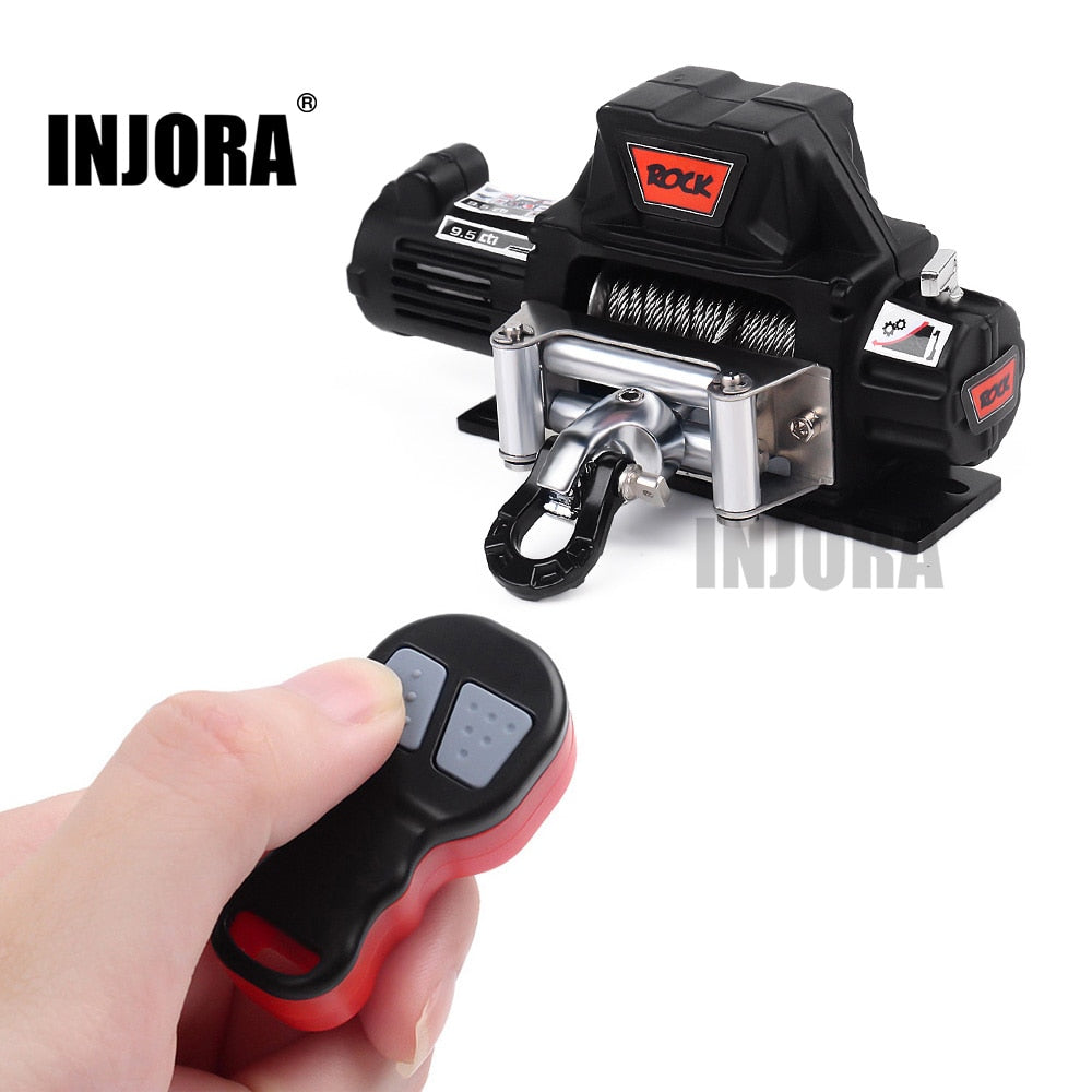 INJORA Metal Automatic Winch Wireless Remote Controller System for 1/10 RC Crawler