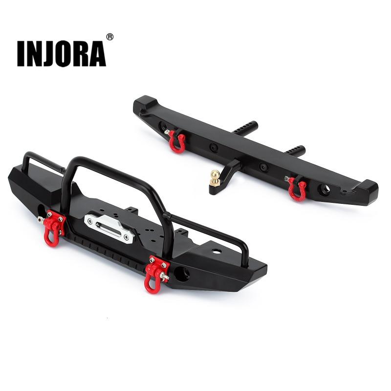 INJORA Metal Front Rear Bumper with LED Lights for Axial SCX10 II Jeep Cherokee