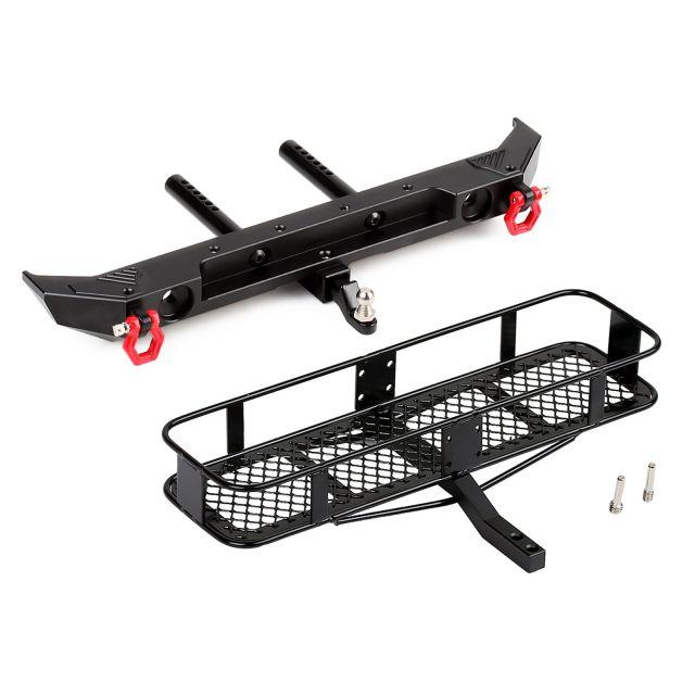 INJORA Metal Rear Bumper & Back Hitch Carrier Rack for SCX10 Jeep Wrangler 11 INJORA Metal Rear Bumper & Back Hitch Carrier Rack for SCX10 Jeep Wrangler