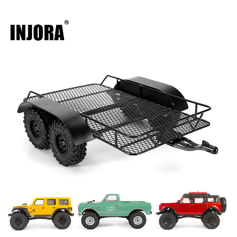 INJORA Metal Trailer with Aluminum Hitch Mount for 1/24 Axial SCX24