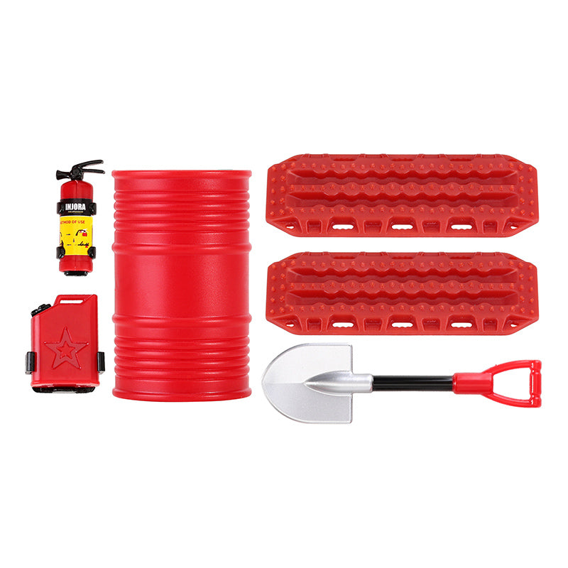 INJORA Mini Fuel Tank Fire Extinguisher Shovel Oil Drum Scale Accessories for 1/24 1/18 RC Crawlers 44 Combo Pack D