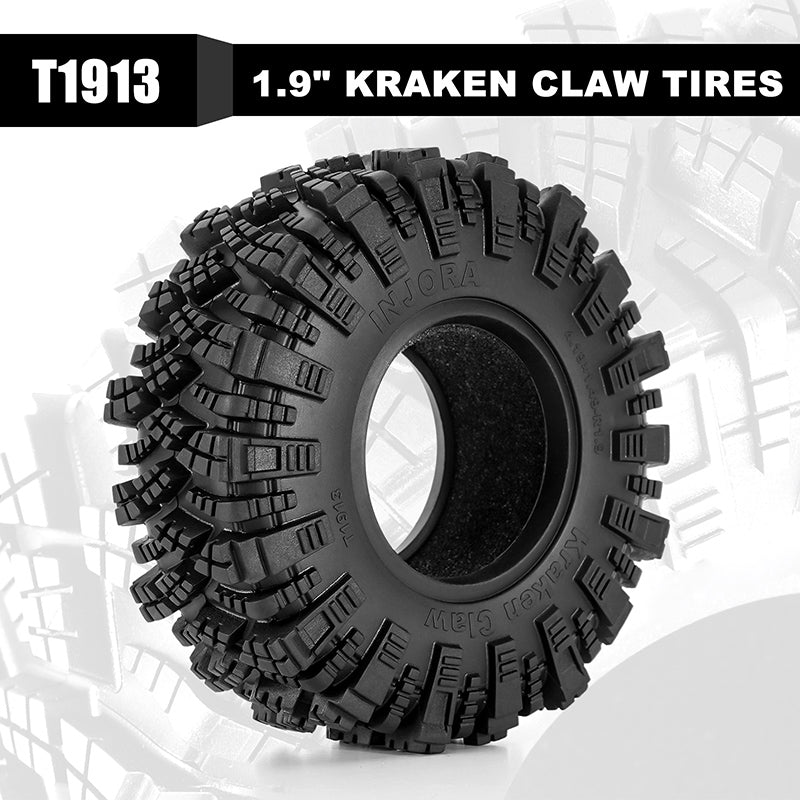 INJORA S5 Kraken Claw 1.9" 4.19" OD M/T Tires (4) (106*37mm) 3 INJORA S5 Kraken Claw 1.9" 4.19" OD M/T Tires (4) (106*37mm)