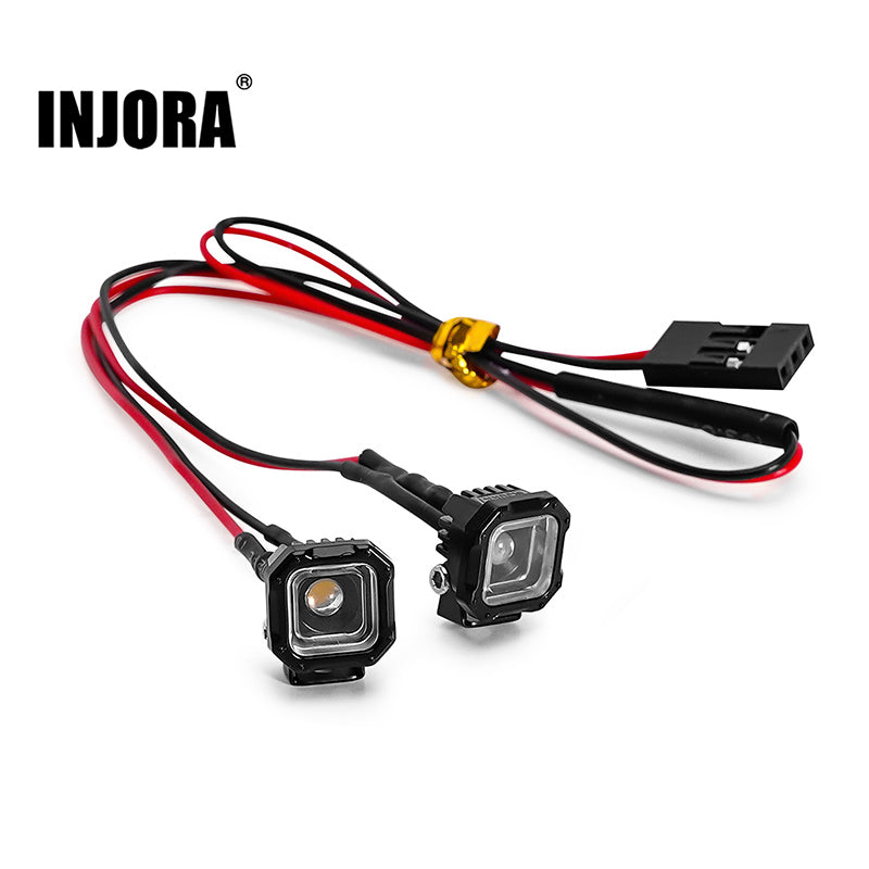 INJORA Square LED Lights for 1/18 1/24 RC Crawlers (White, Yellow)