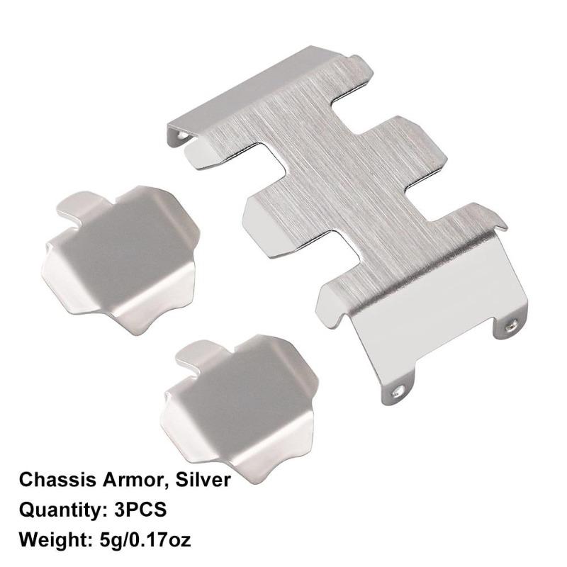 INJORA Stainless Steel Chassis Armors, Gearbox Axle Protector for Axial SCX24 Stock Axles