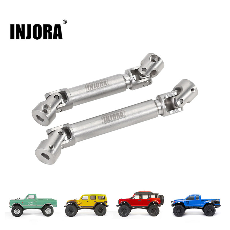INJORA Stainless Steel Drive Shafts with D Shaped Hole for SCX24 C10 JLU Bronco Base Camp