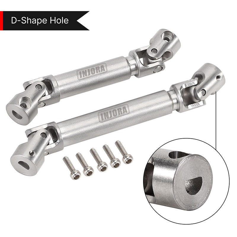 INJORA Stainless Steel Drive Shafts with D Shaped Hole for SCX24 C10 JLU Bronco Base Camp 3 INJORA Stainless Steel Drive Shafts with D Shaped Hole for SCX24 C10 JLU Bronco Base Camp
