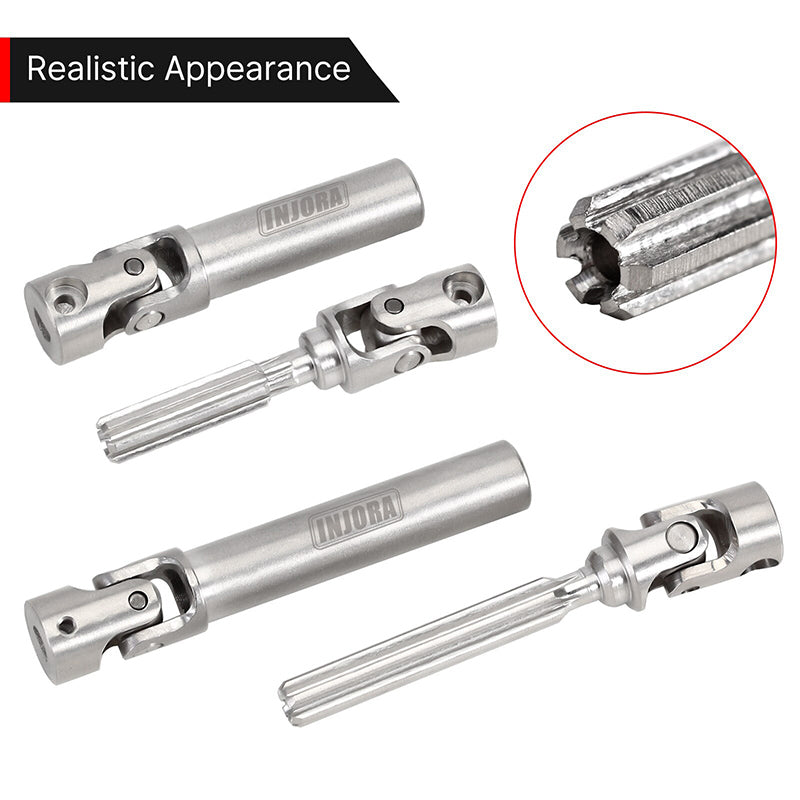 INJORA Stainless Steel Drive Shafts with D Shaped Hole for SCX24 C10 JLU Bronco Base Camp 4 INJORA Stainless Steel Drive Shafts with D Shaped Hole for SCX24 C10 JLU Bronco Base Camp