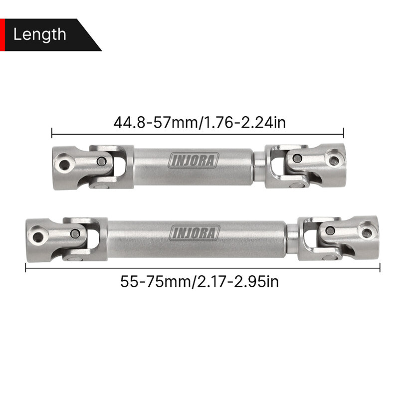 INJORA Stainless Steel Drive Shafts with D Shaped Hole for SCX24 C10 JLU Bronco Base Camp 5 INJORA Stainless Steel Drive Shafts with D Shaped Hole for SCX24 C10 JLU Bronco Base Camp
