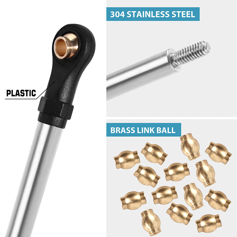 INJORA Stainless Steel High Clearance Links Set for 1/18 TRX4M High Trail K10 F150 6 INJORA Stainless Steel High Clearance Links Set for 1/18 TRX4M High Trail K10 F150